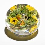 Paul J. Stankard Honeycomb, Flowers & Mask Oblate Paperweight